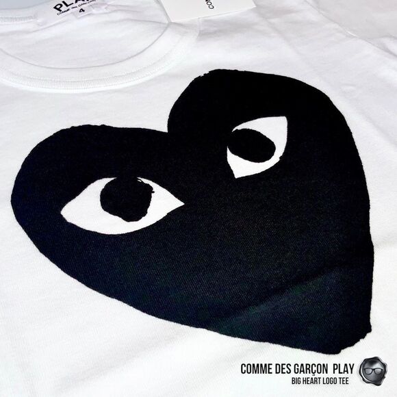 COMME DES GARÇONS PLAY KIDS BIG HEART LOGO TEE IN WHITE UNISEX CHILDREN’S SIZE 4 - Picture 4 of 13